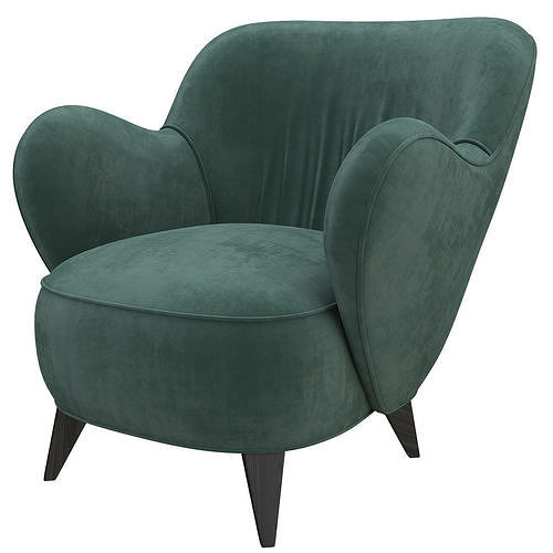Pair of Vladimir Kagan Mid Century Barrel Chairs Designed  Low-poly 3D model 4