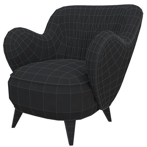 Pair of Vladimir Kagan Mid Century Barrel Chairs Designed  Low-poly 3D model 6
