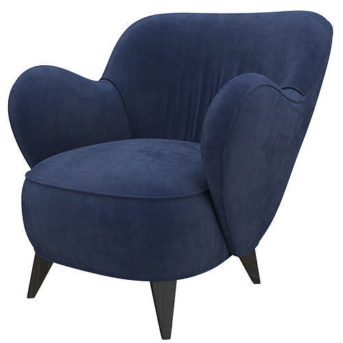 Pair of Vladimir Kagan Mid Century Barrel Chairs Designed  Low-poly 3D model 2