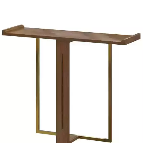 Narrow Console Table for Entryway Foyer Black Solid Wood  3D model