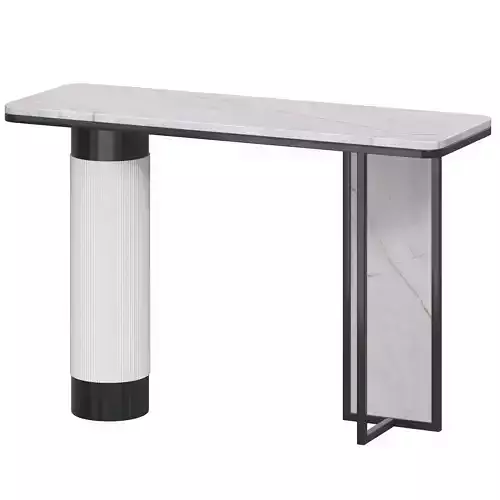 Modern White Gold Entryway Console Table Stone Top 3D model