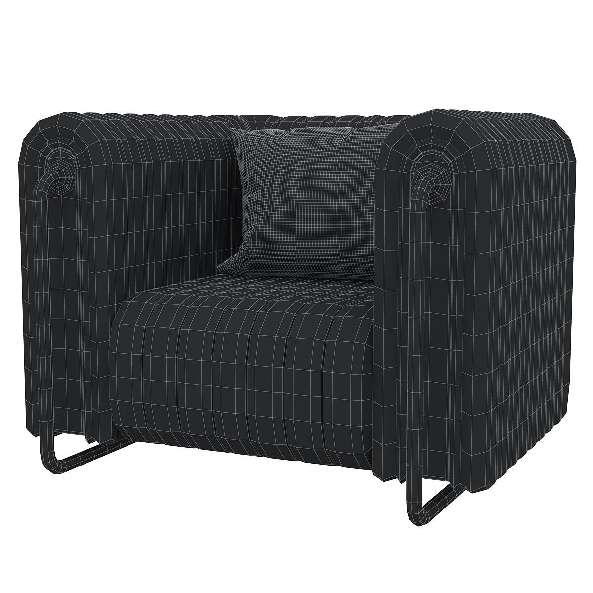 Rivers armchair 3d model Low-poly 3D model_5