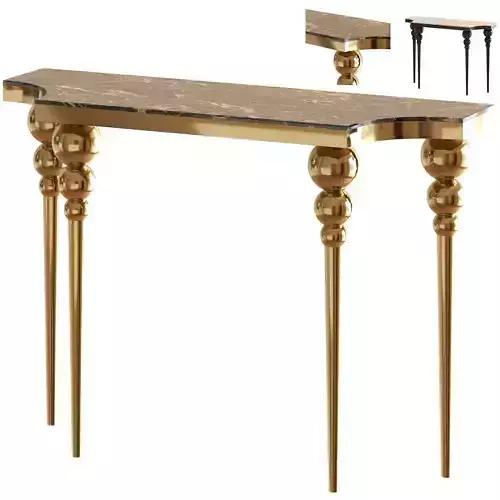 Classical Black Marble Console Table Narrow Entryway Table  3D model