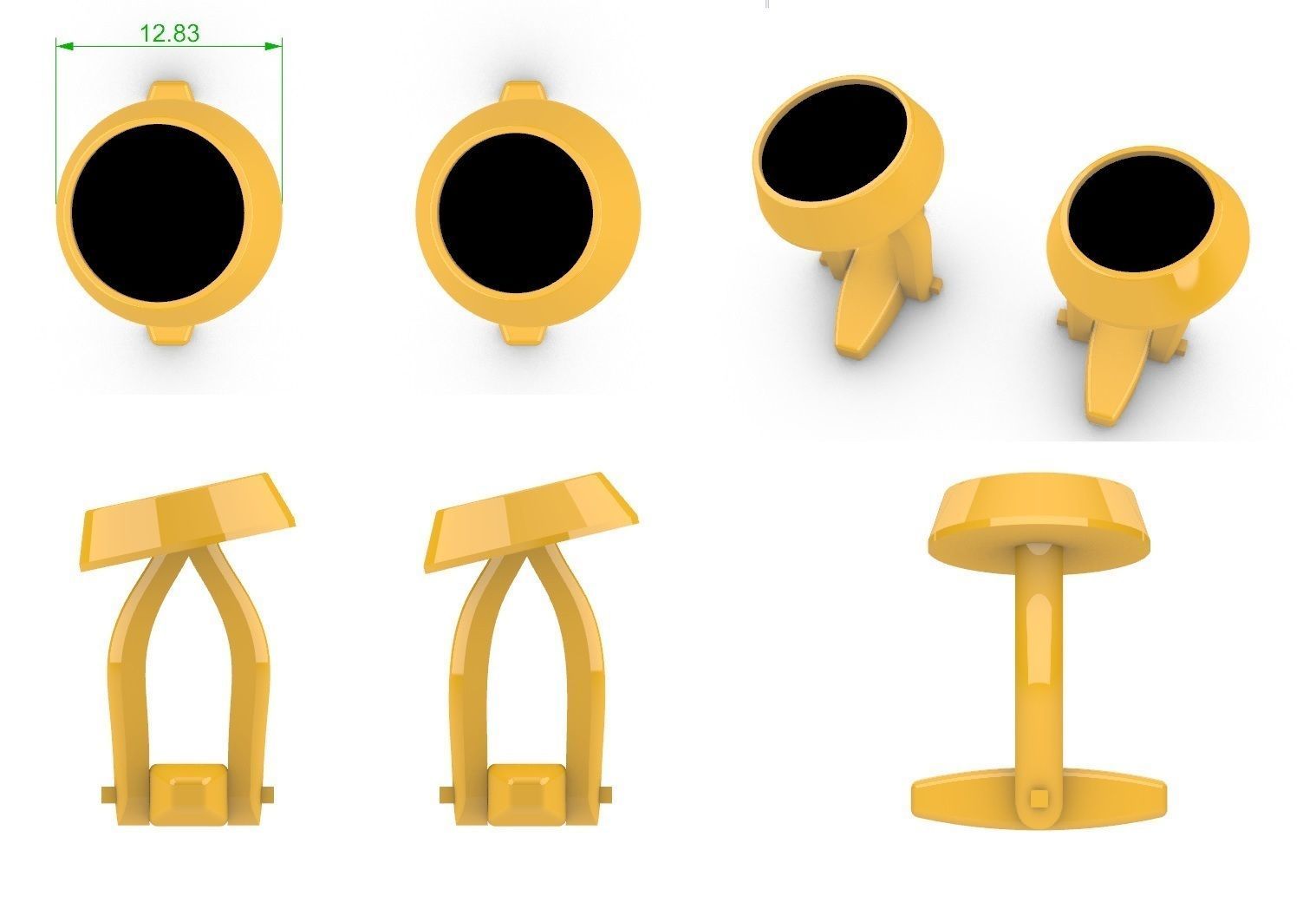 Button Earring 3D print model_1