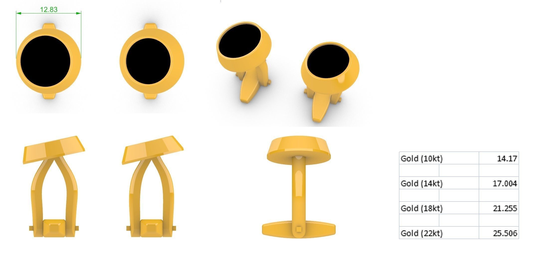 Button Earring 3D print model_2
