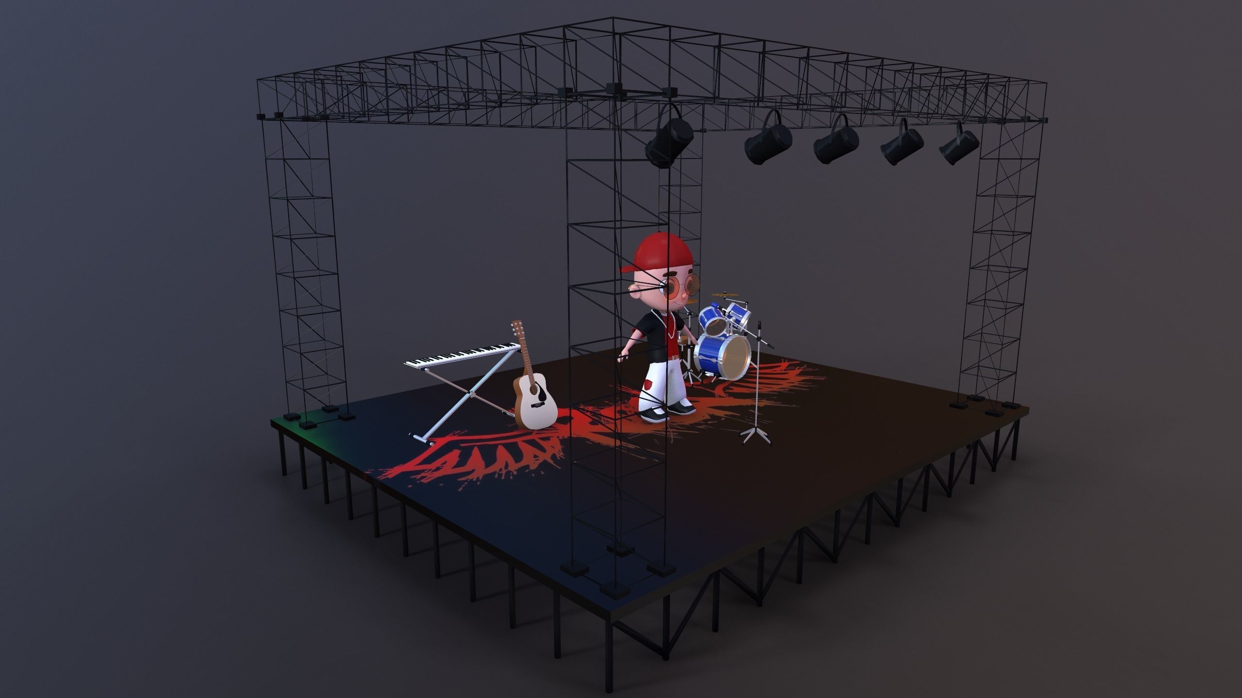 Low Poly Singer Character 3D model_6