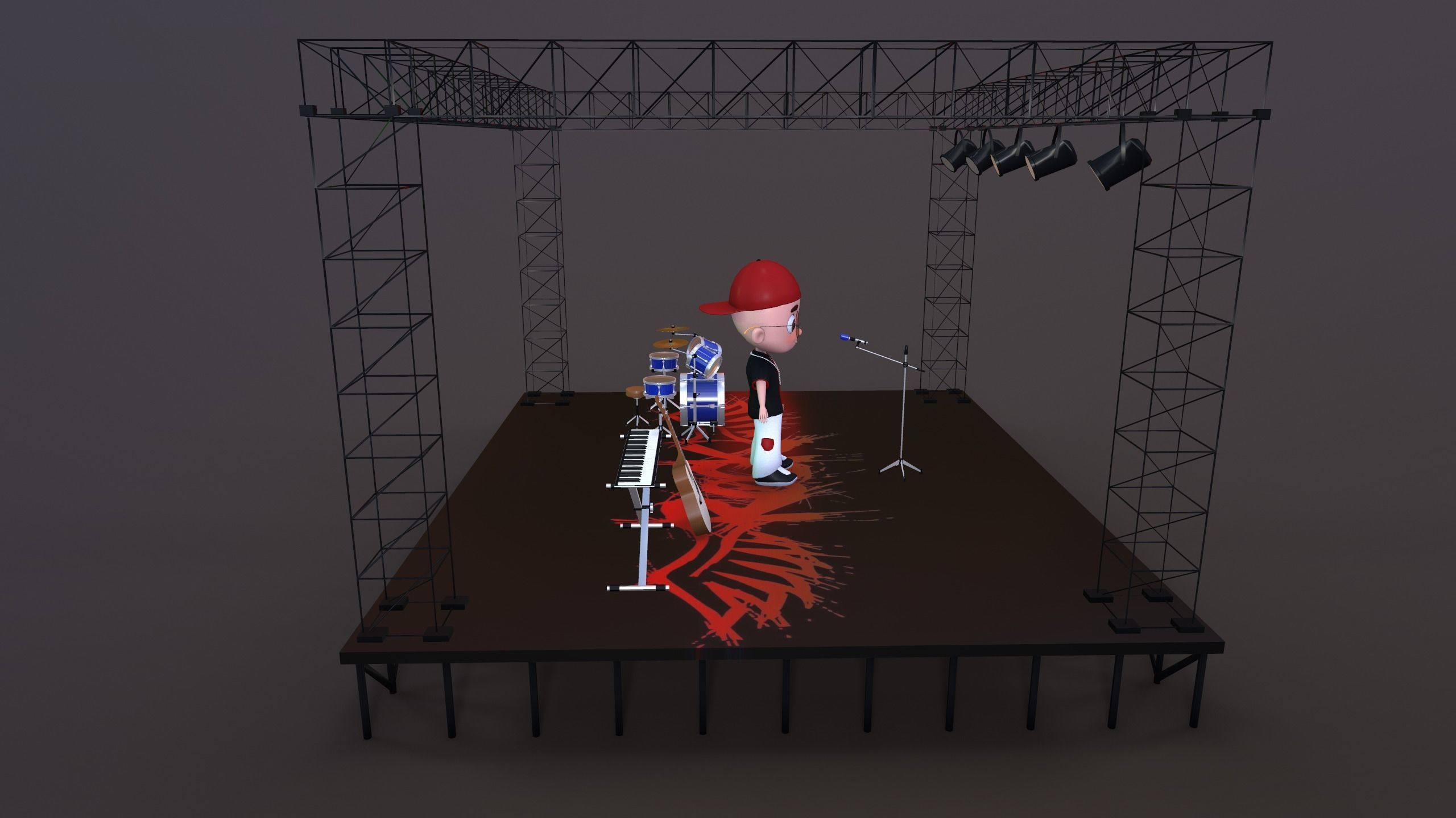 Low Poly Singer Character 3D model_7