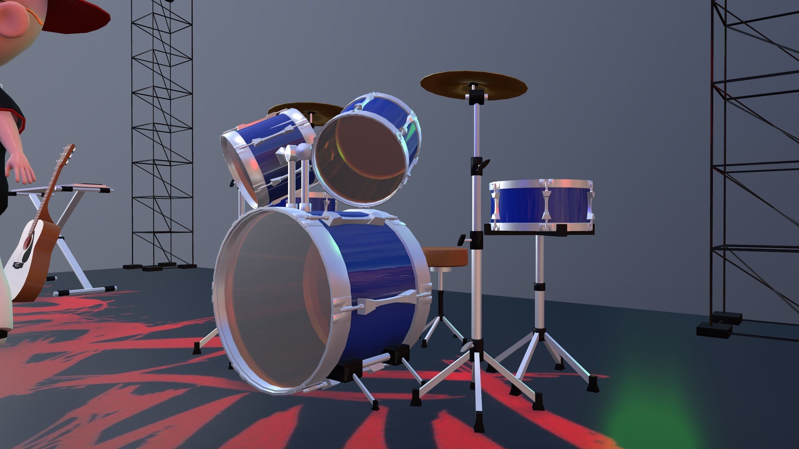 Low Poly Singer Character 3D model_16