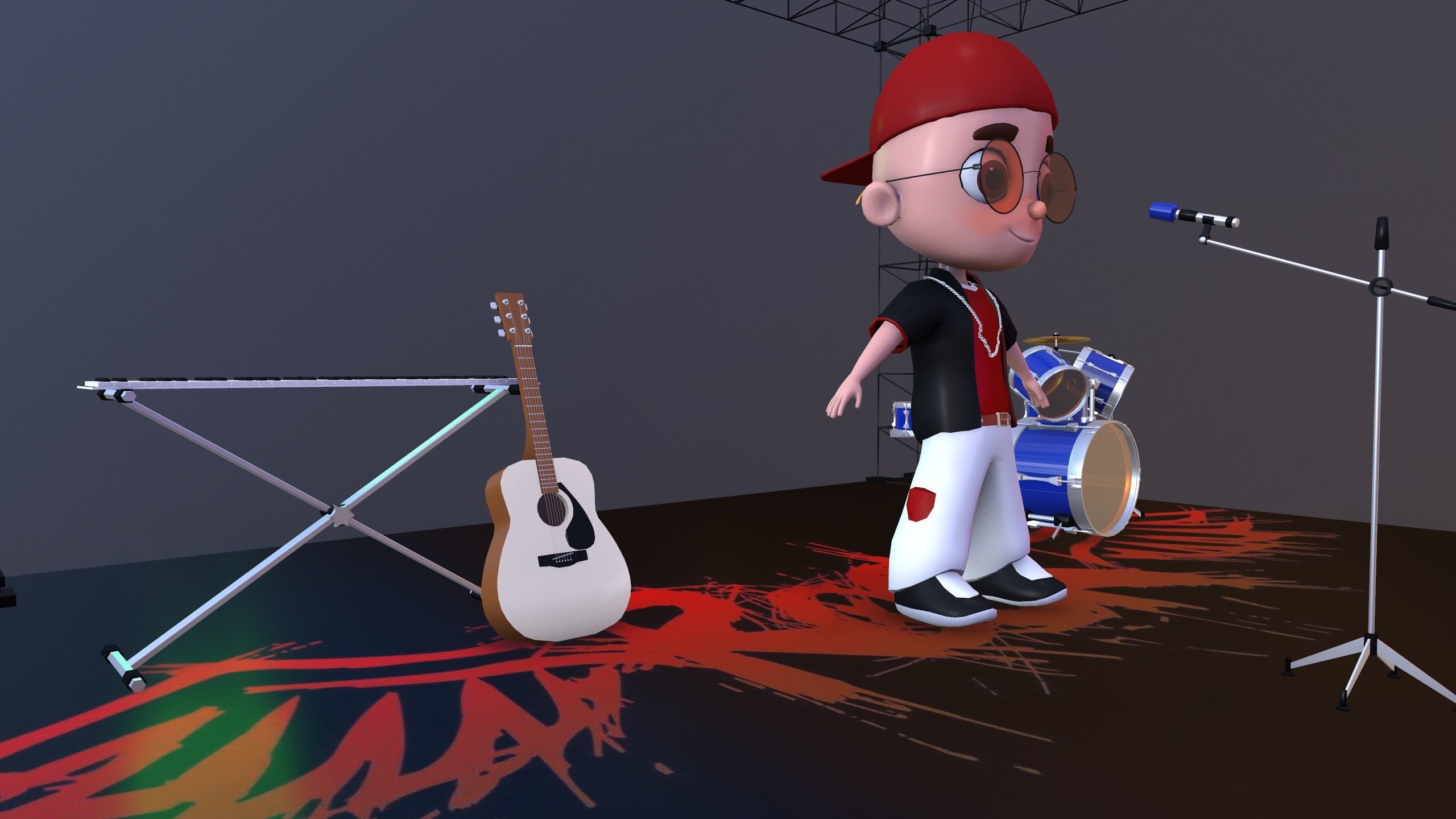 Low Poly Singer Character 3D model_12