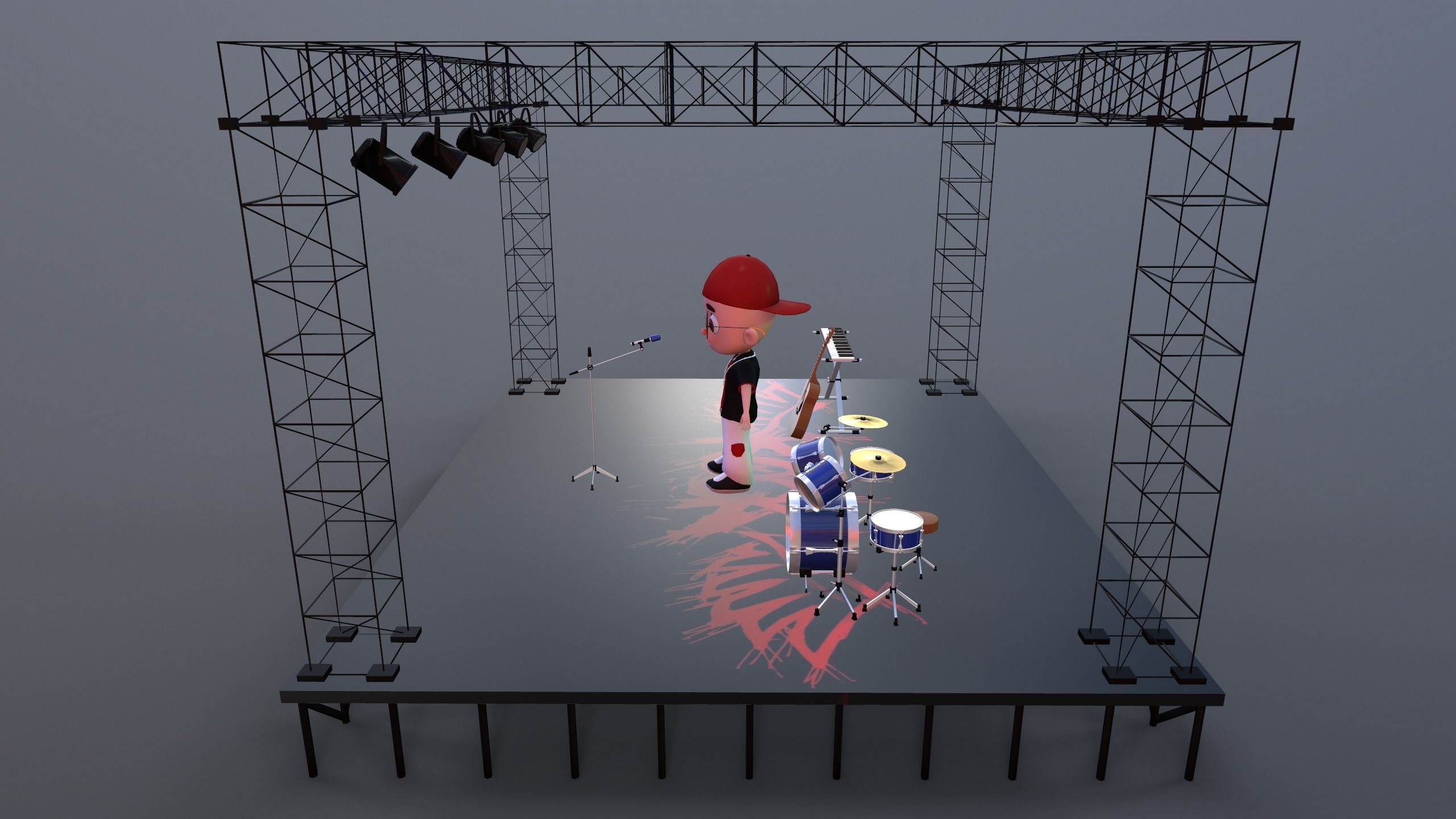 Low Poly Singer Character 3D model_9