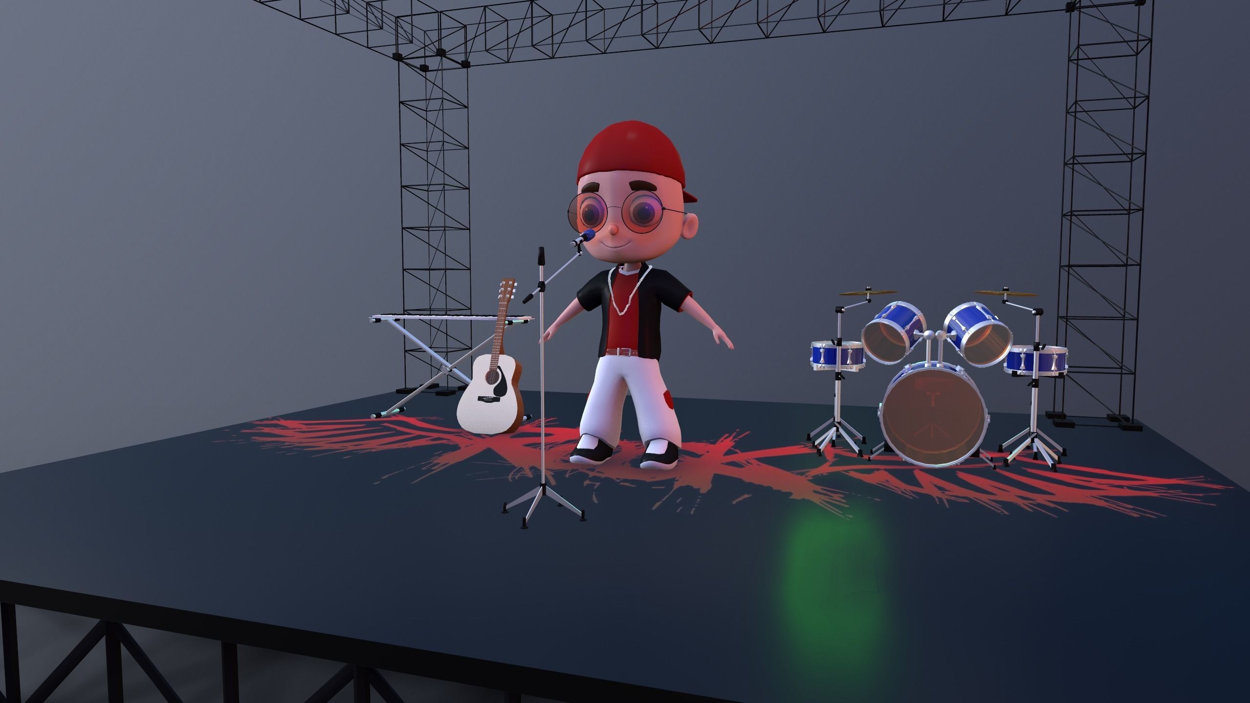 Low Poly Singer Character 3D model_10