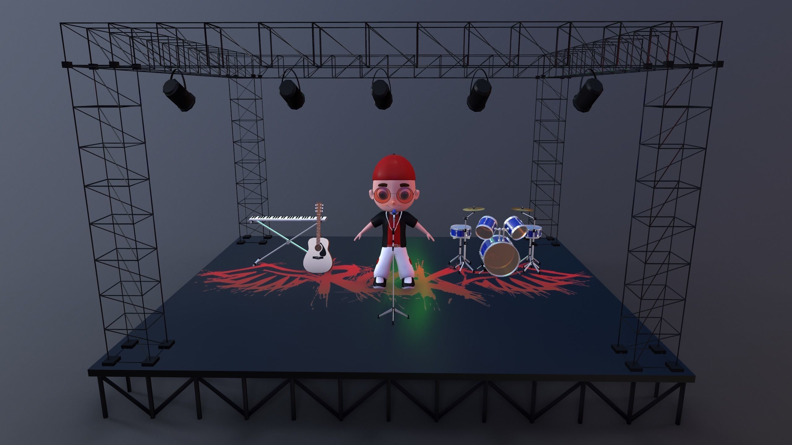 Low Poly Singer Character 3D model_5