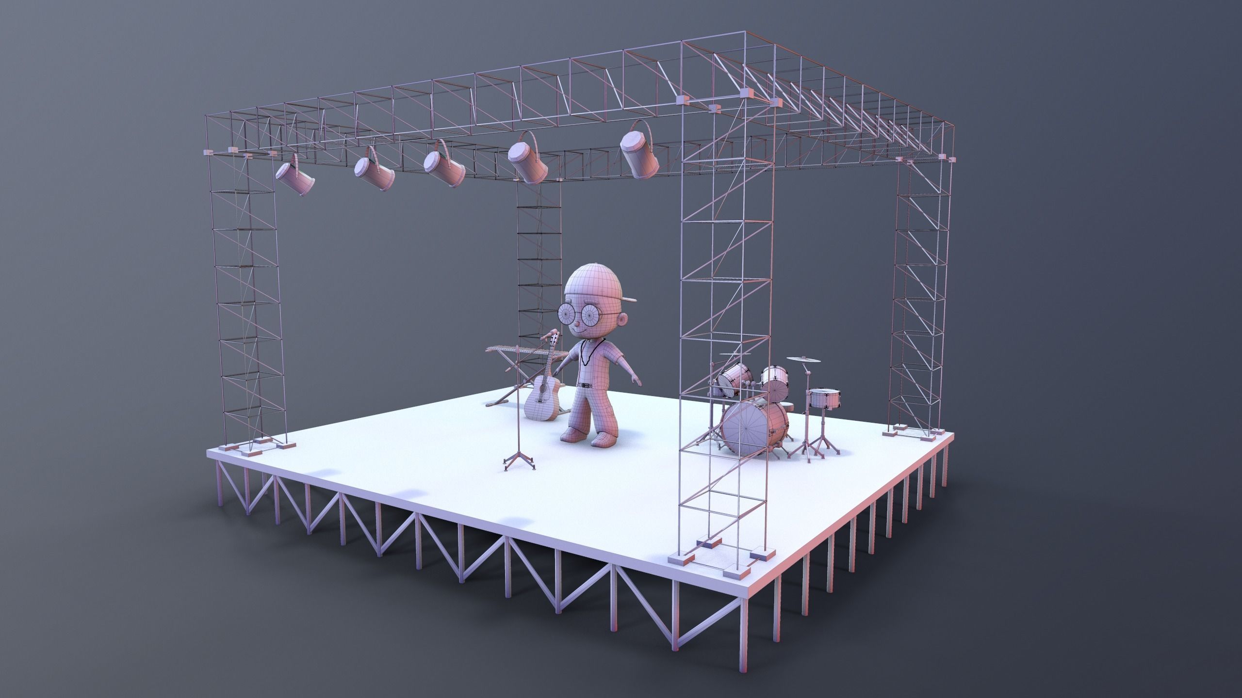 Low Poly Singer Character 3D model_3