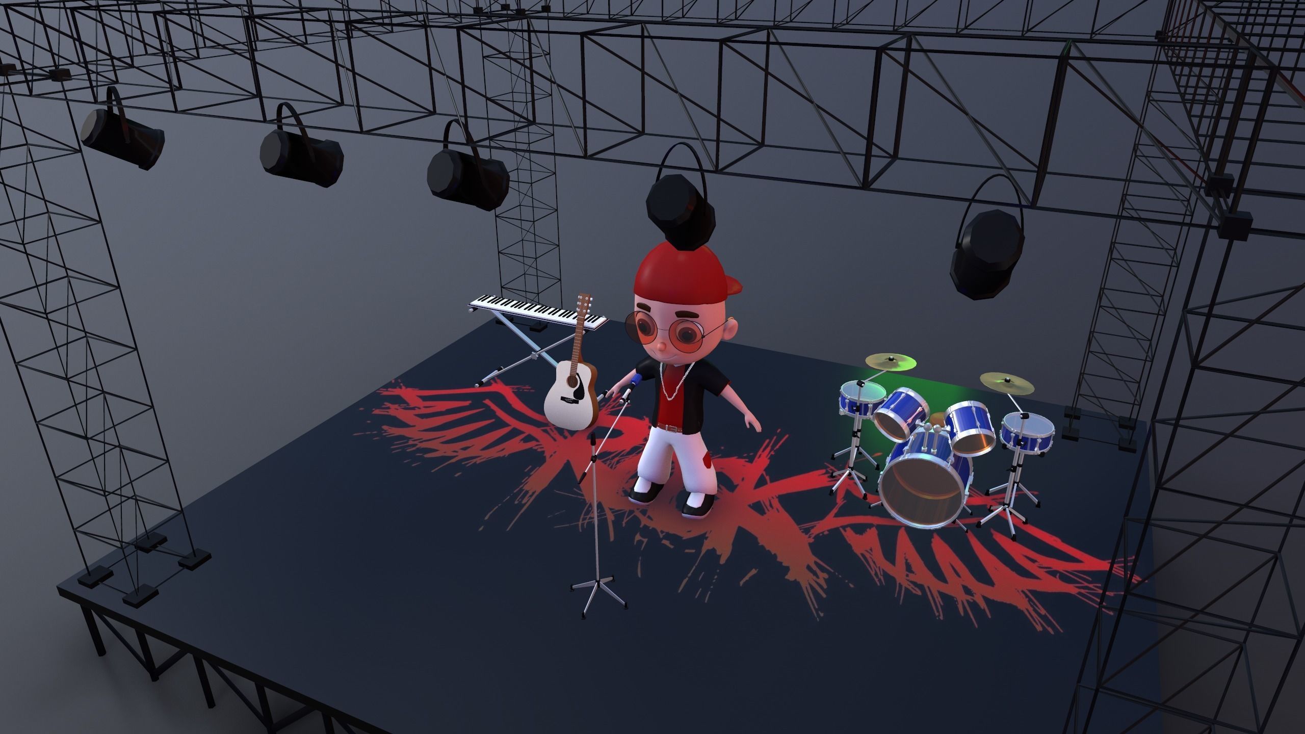 Low Poly Singer Character 3D model_21