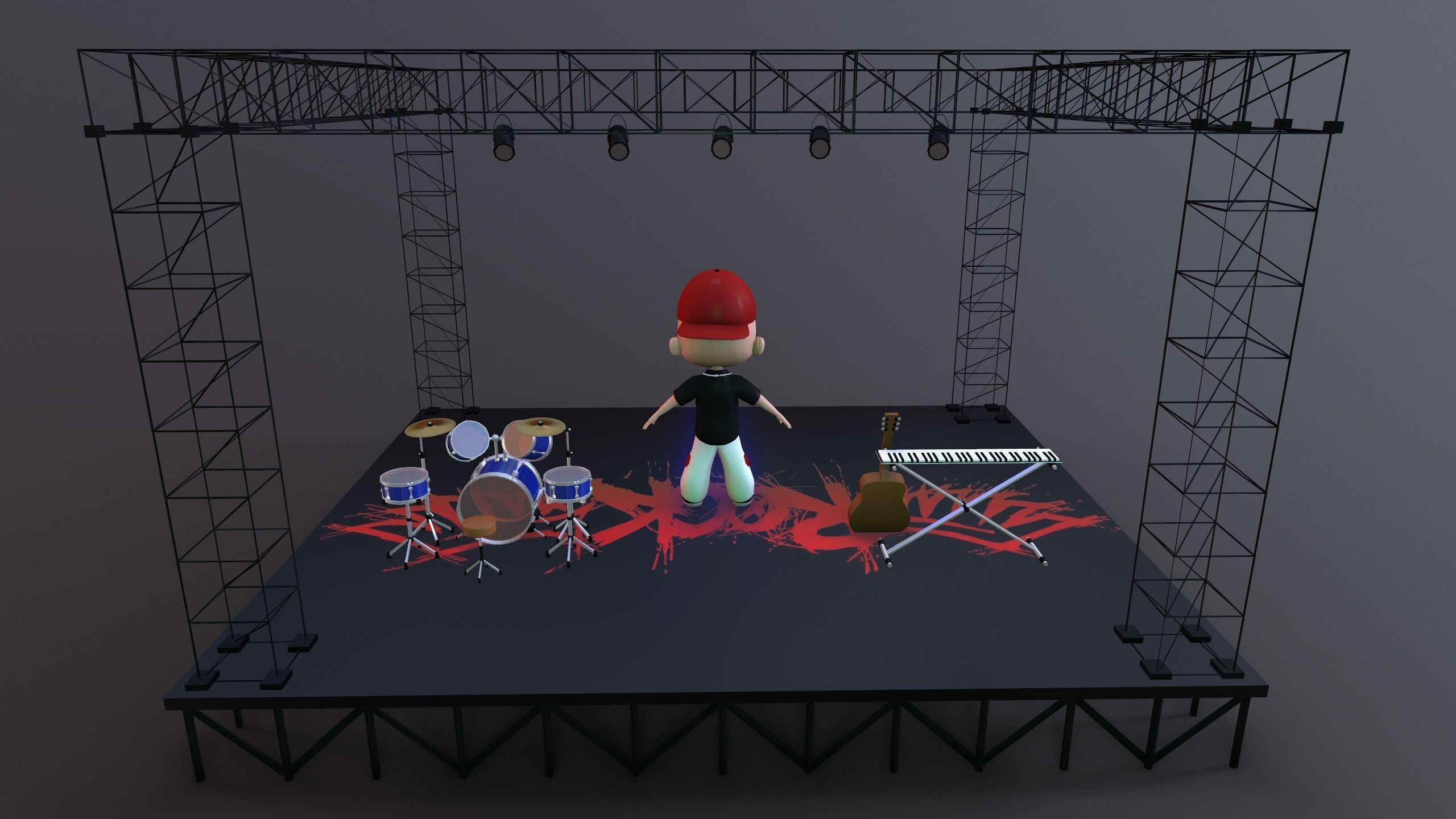 Low Poly Singer Character 3D model_8