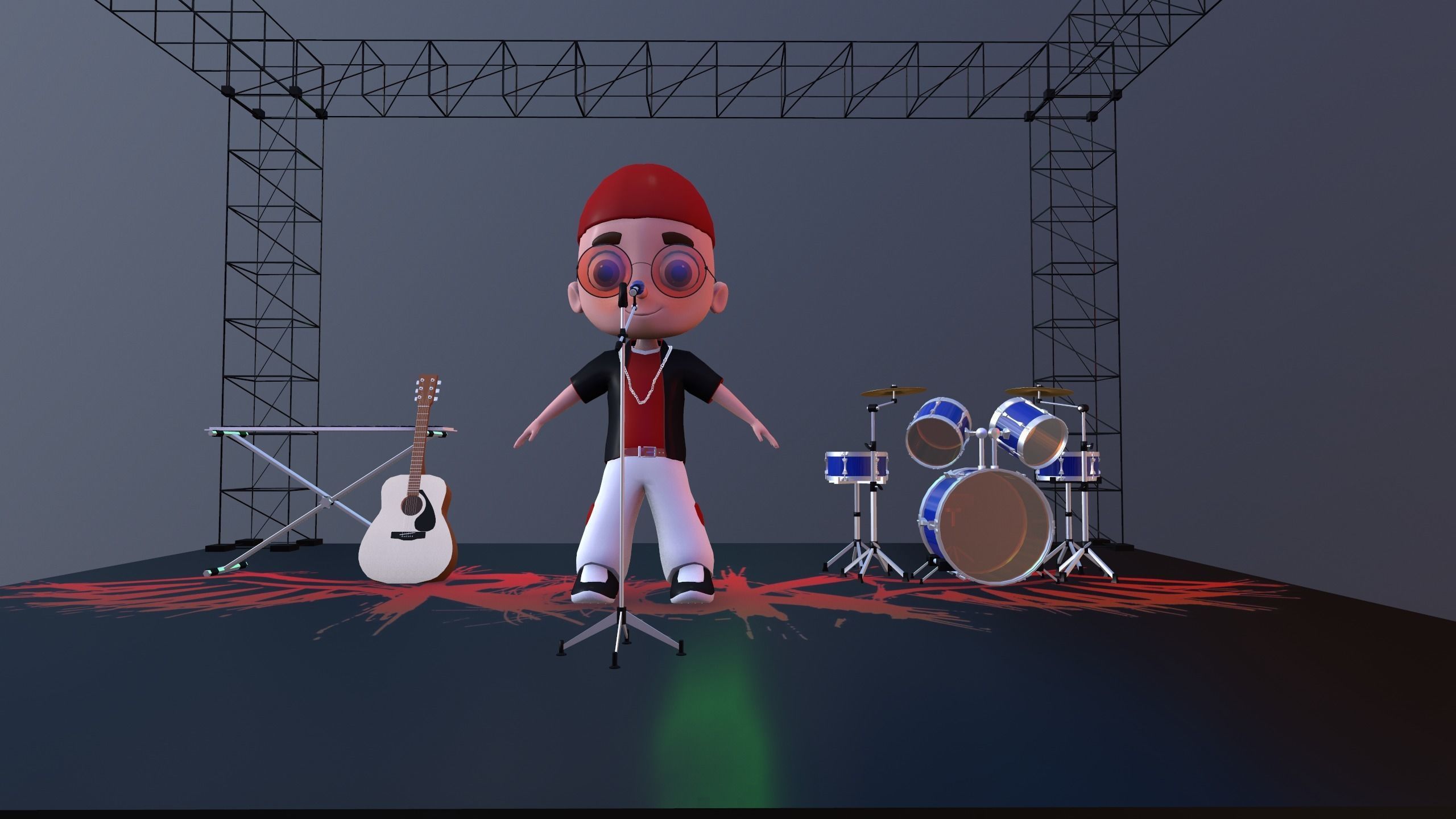 Low Poly Singer Character 3D model_20