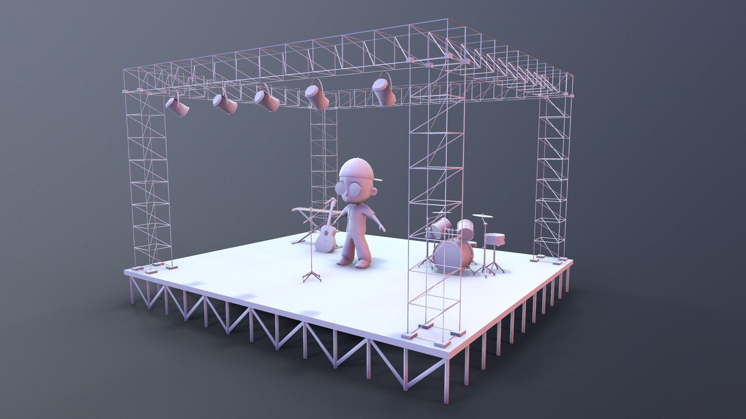 Low Poly Singer Character 3D model_2