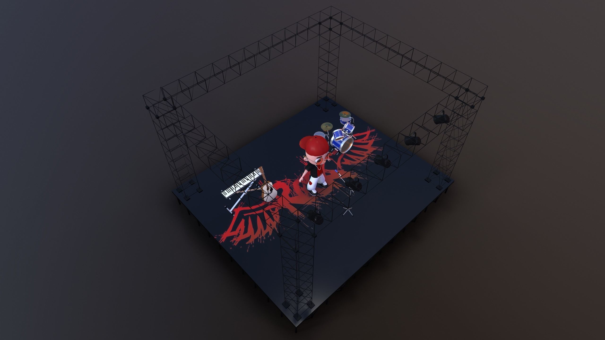 Low Poly Singer Character 3D model_23