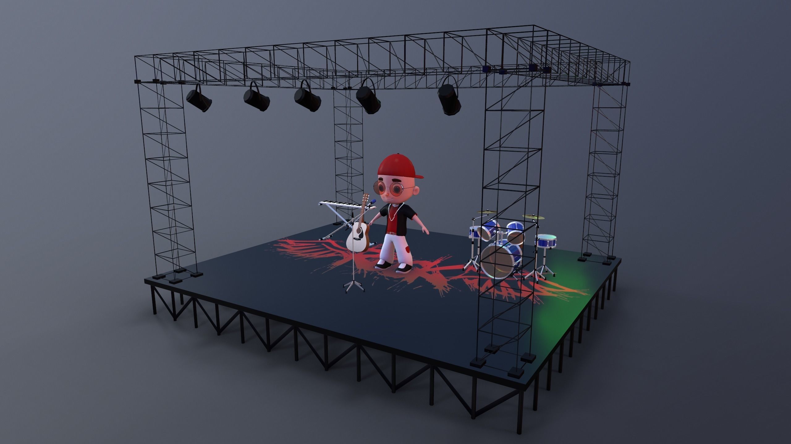 Low Poly Singer Character 3D model_4