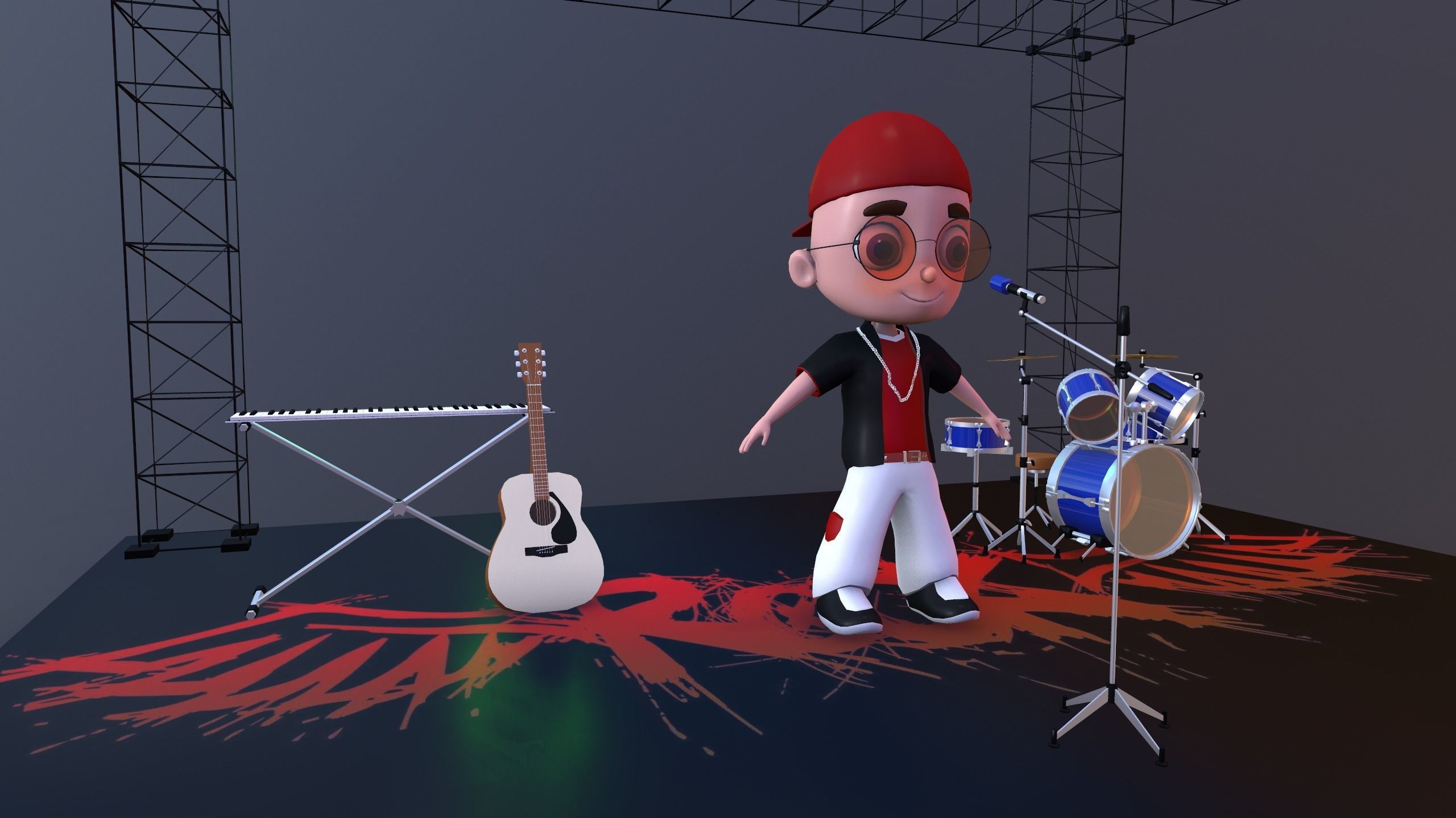 Low Poly Singer Character 3D model_22