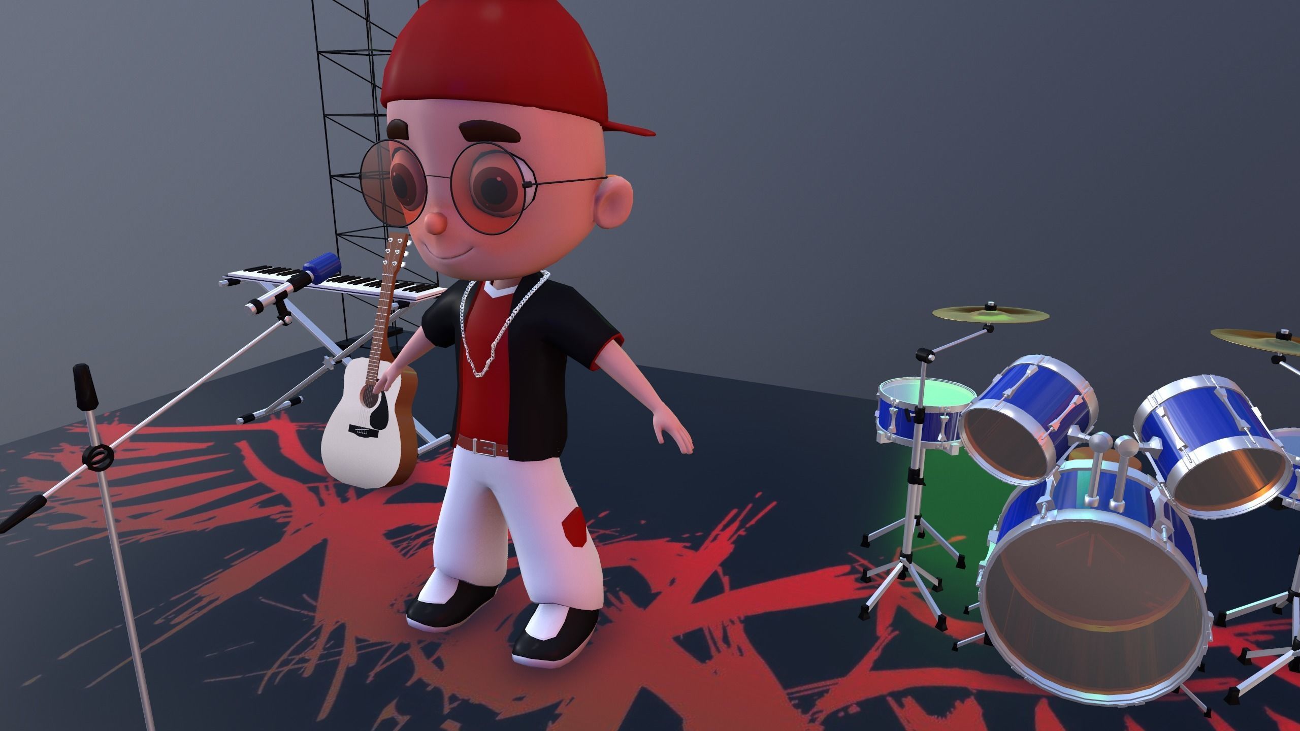 Low Poly Singer Character 3D model_19