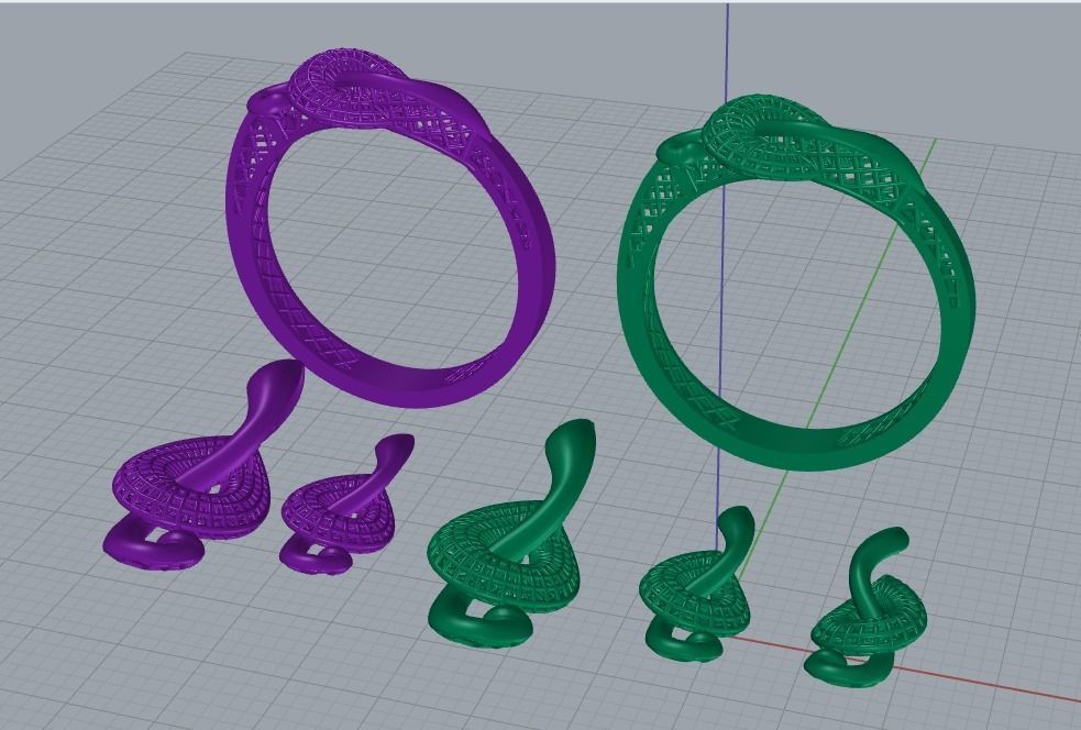 Ring earring and pendant set 6 3D print model_2