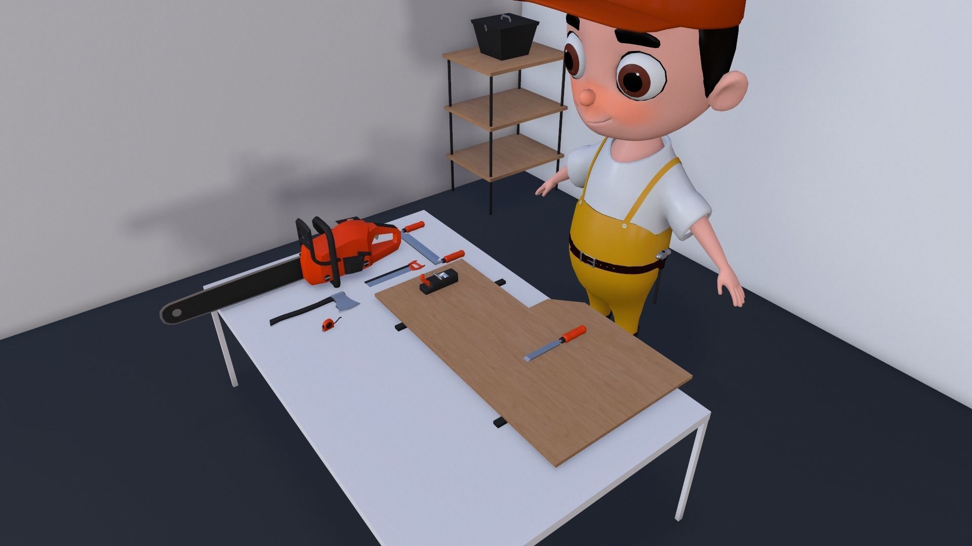 Low Poly Carpenter Character 3D model_15