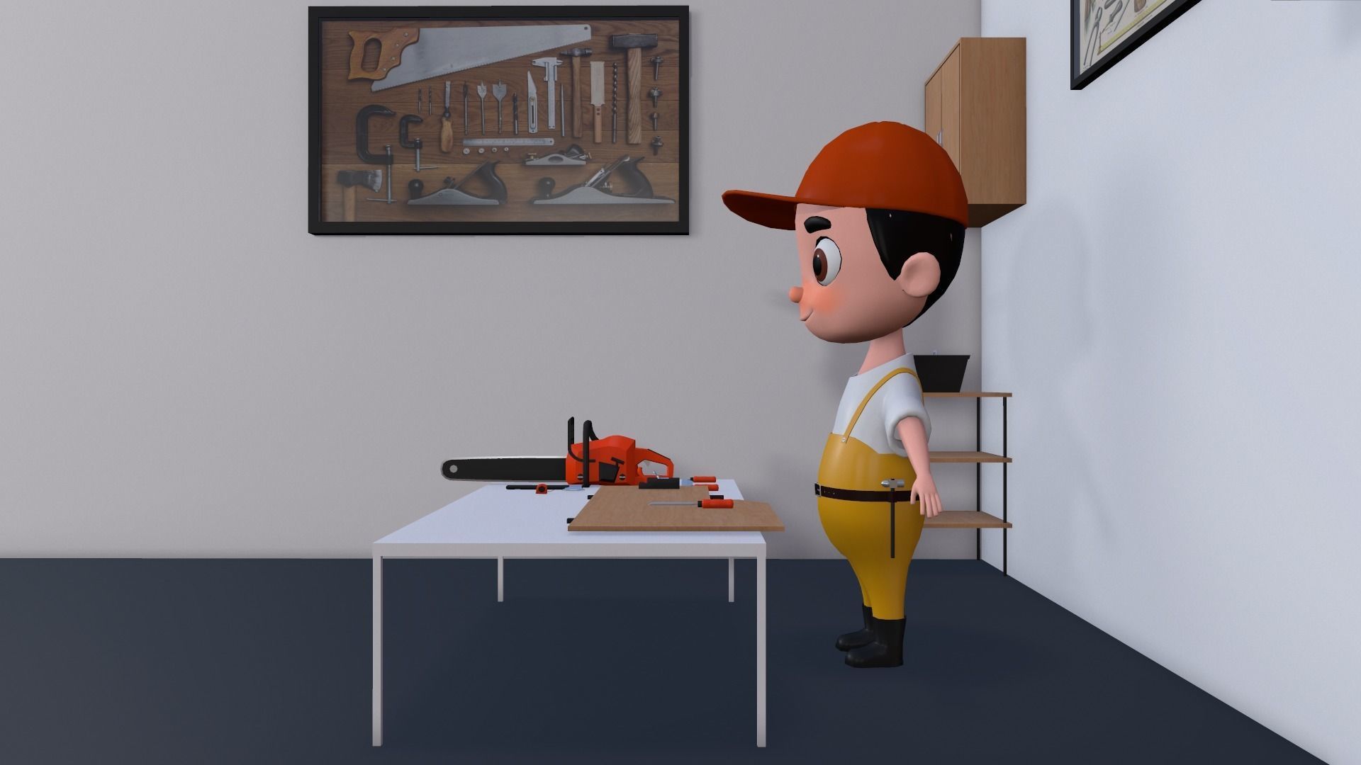 Low Poly Carpenter Character 3D model_8