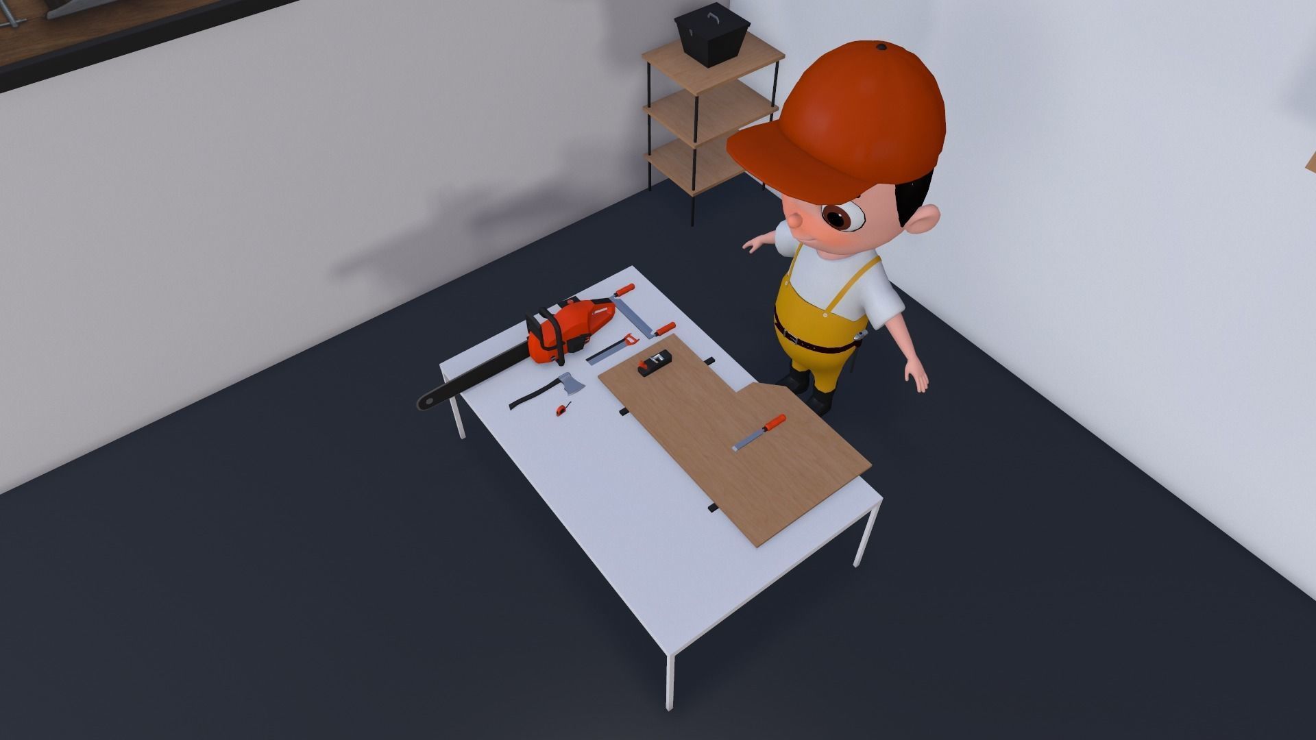 Low Poly Carpenter Character 3D model_10