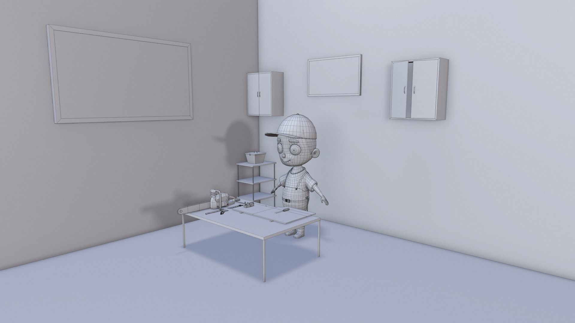 Low Poly Carpenter Character 3D model_3