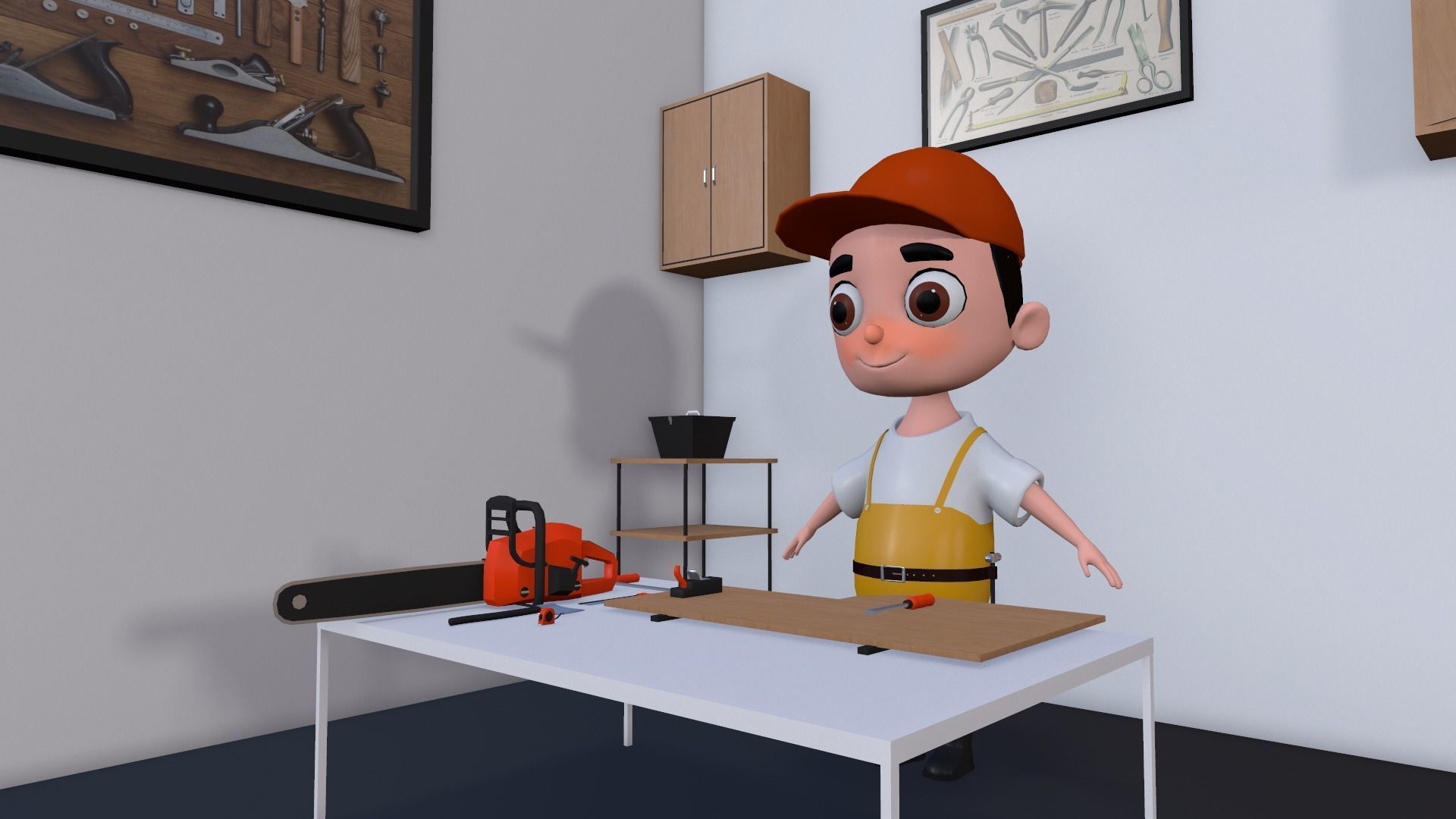 Low Poly Carpenter Character 3D model_7