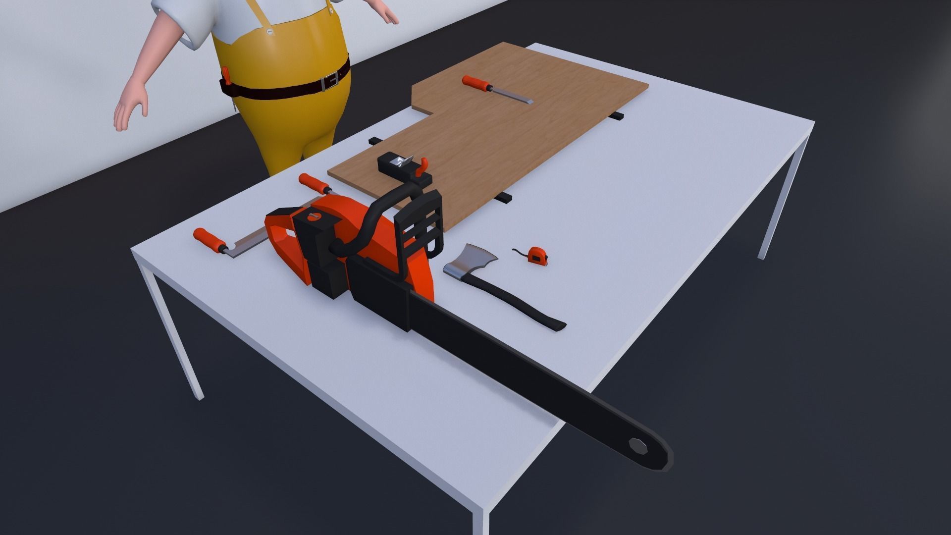 Low Poly Carpenter Character 3D model_6