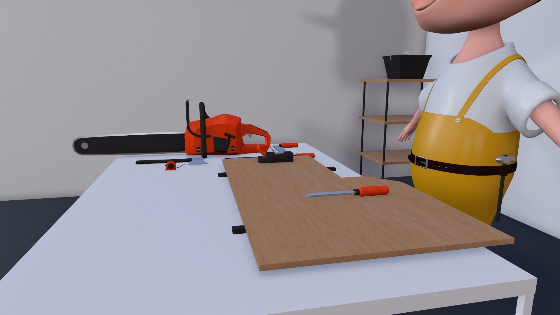 Low Poly Carpenter Character 3D model_4