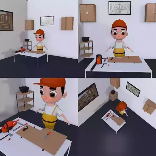 Low Poly Carpenter Character