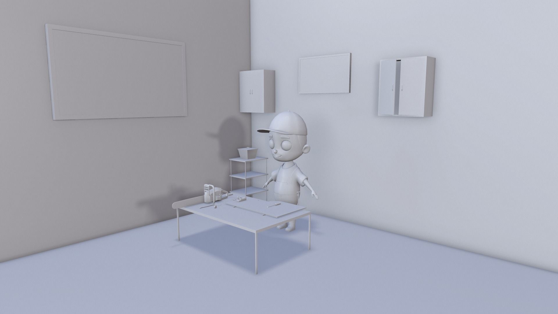 Low Poly Carpenter Character 3D model_2