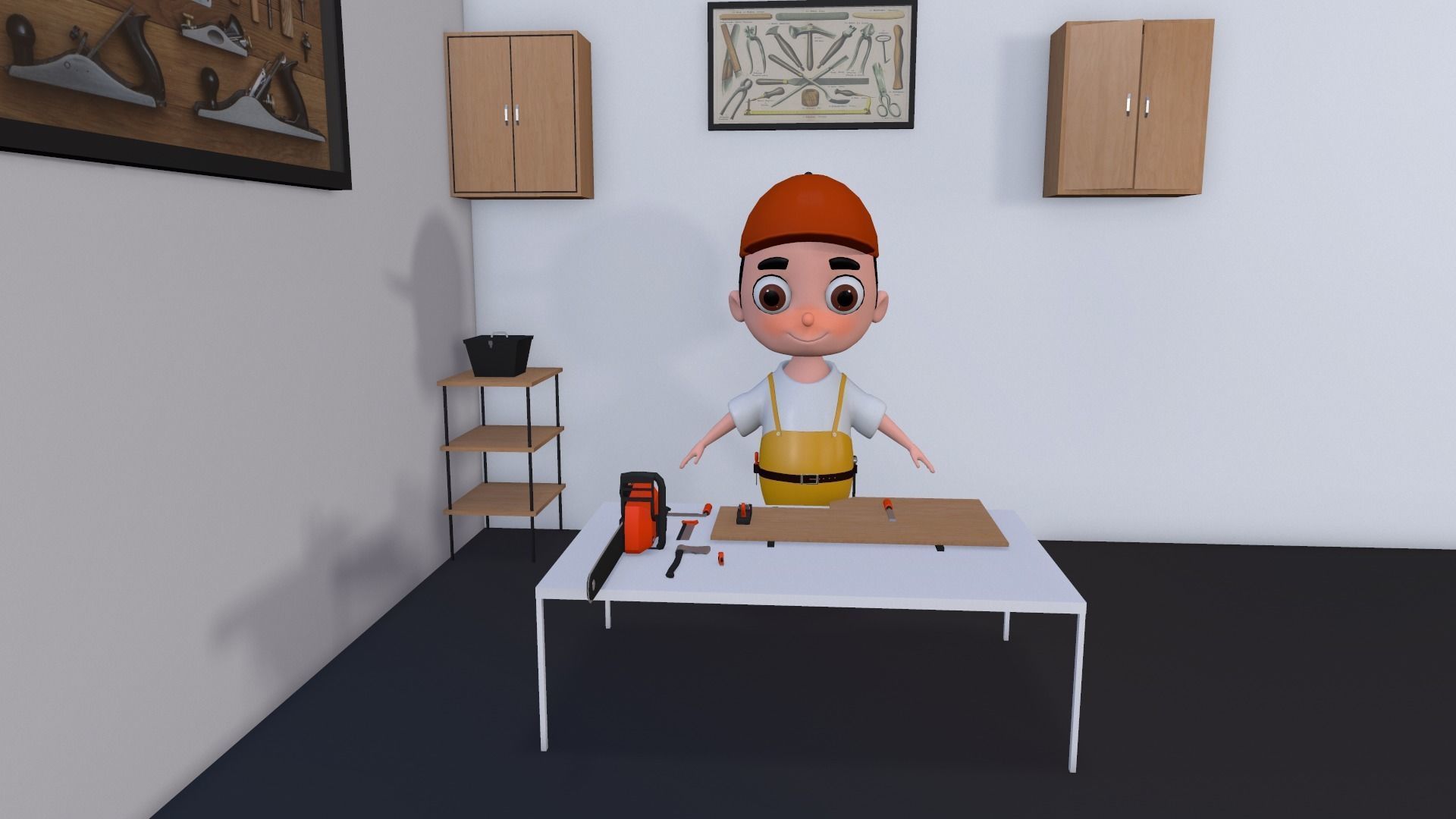 Low Poly Carpenter Character 3D model_9