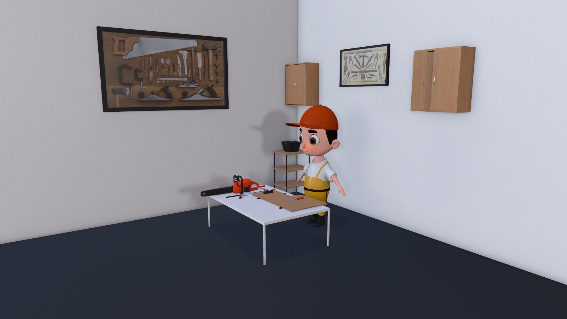 Low Poly Carpenter Character 3D model_11