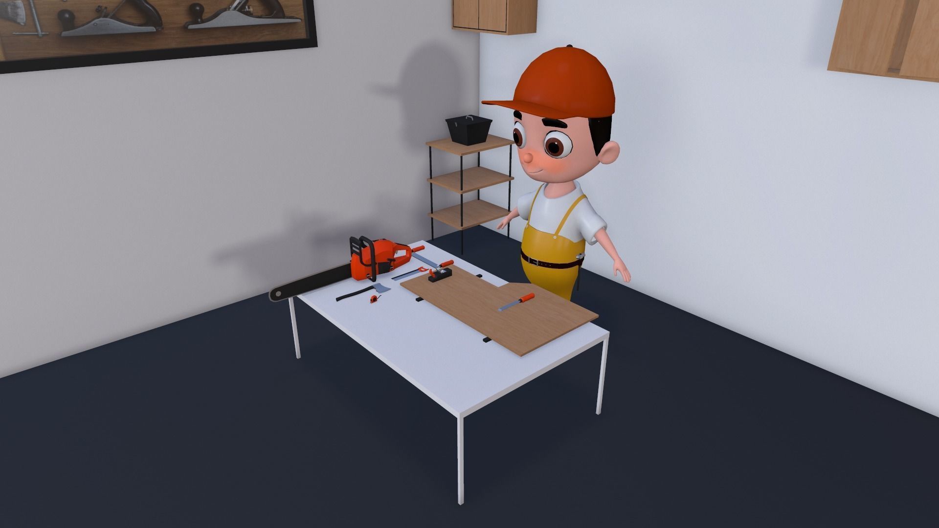 Low Poly Carpenter Character 3D model_12