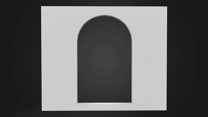 Arched Window Cutout Wall Low-poly 3D model