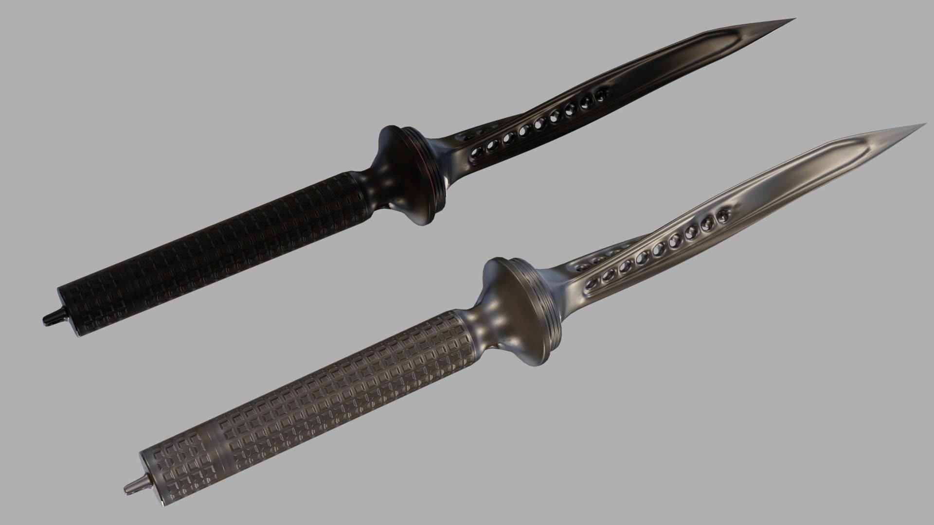 Jagdkommando Knife Low-poly 3D model_1