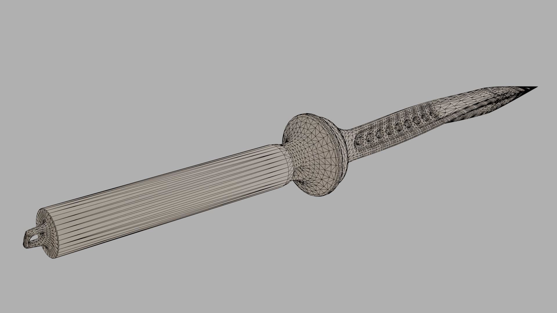 Jagdkommando Knife Low-poly 3D model_4