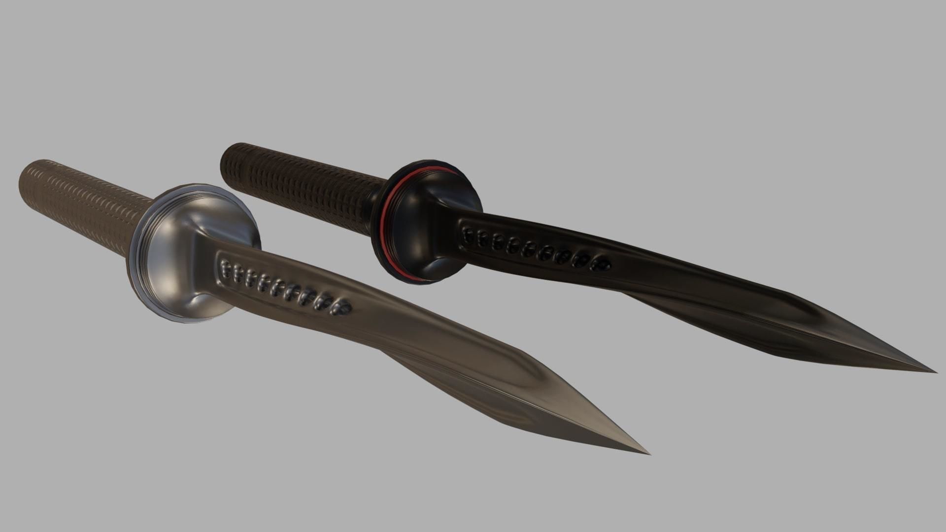 Jagdkommando Knife Low-poly 3D model_3