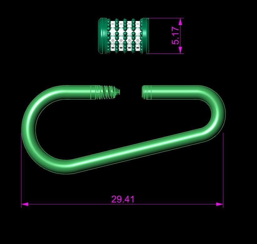 Lock for chain neklace bracelet STL 3D model 3D print model_2