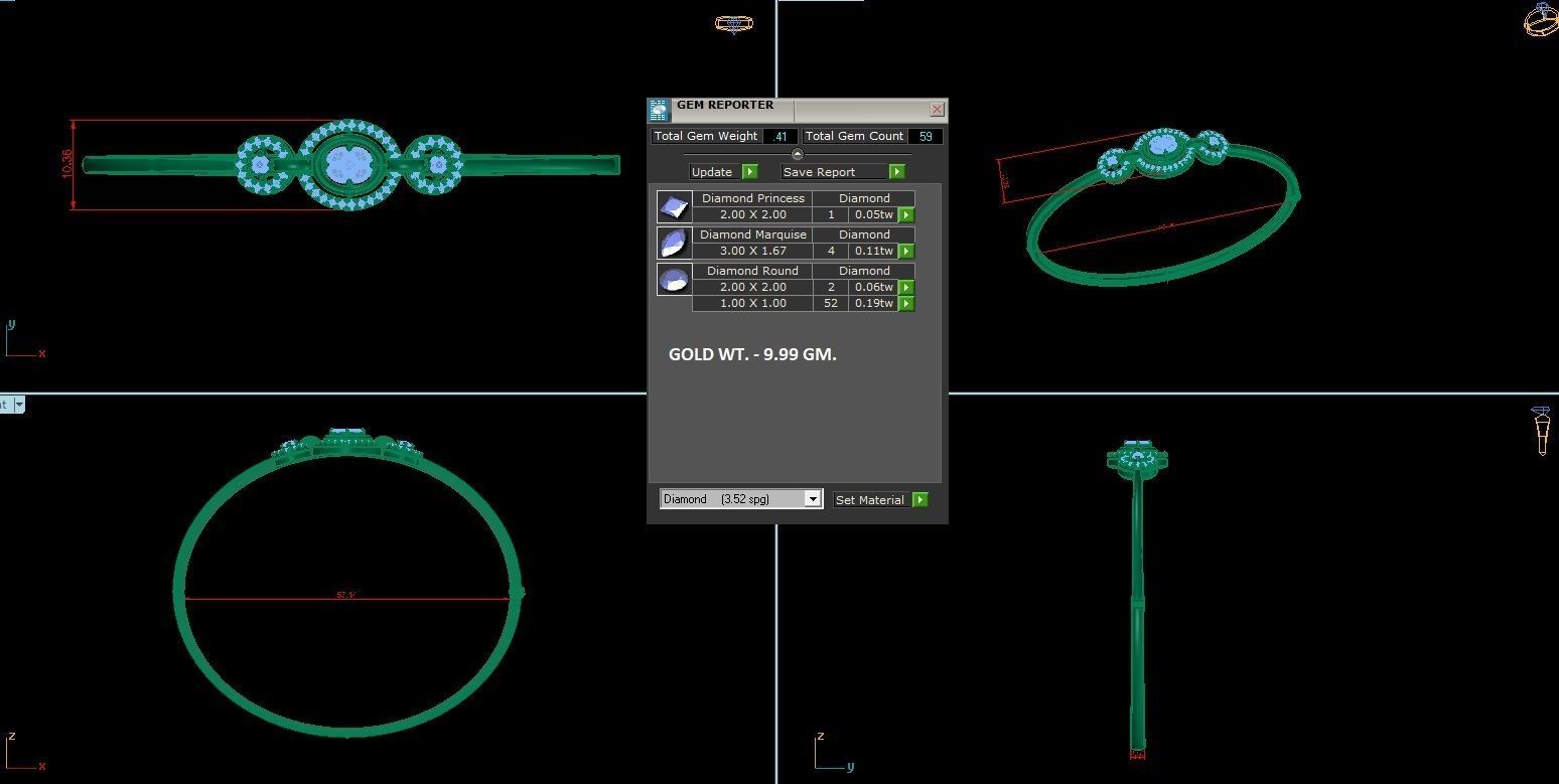 High Jewelry Diamond Bracelet 3dm stl 1-render detail 3D print model_1