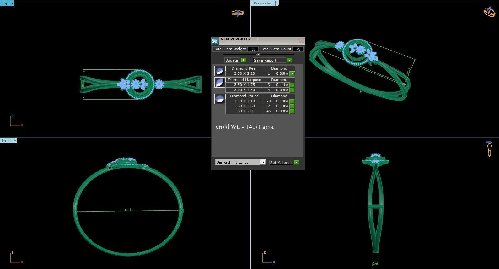 High Jewelry Diamond Bracelet 3dm stl 1-render detail 3D print model_1