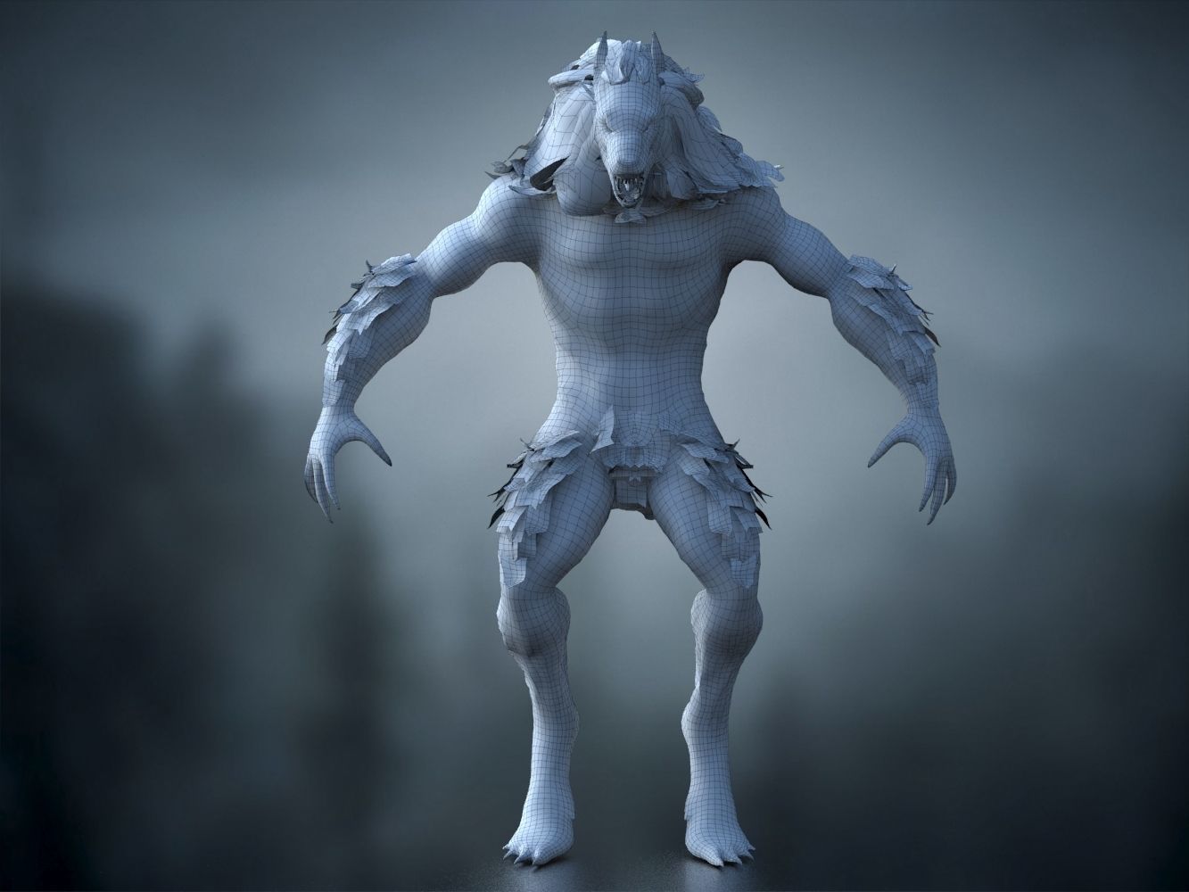 Werewolf  Low-poly 3D model_14