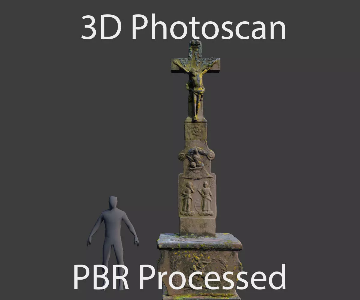 PBR Way Cross Big photoscan Processed 3D Model Low-poly 3D model_0
