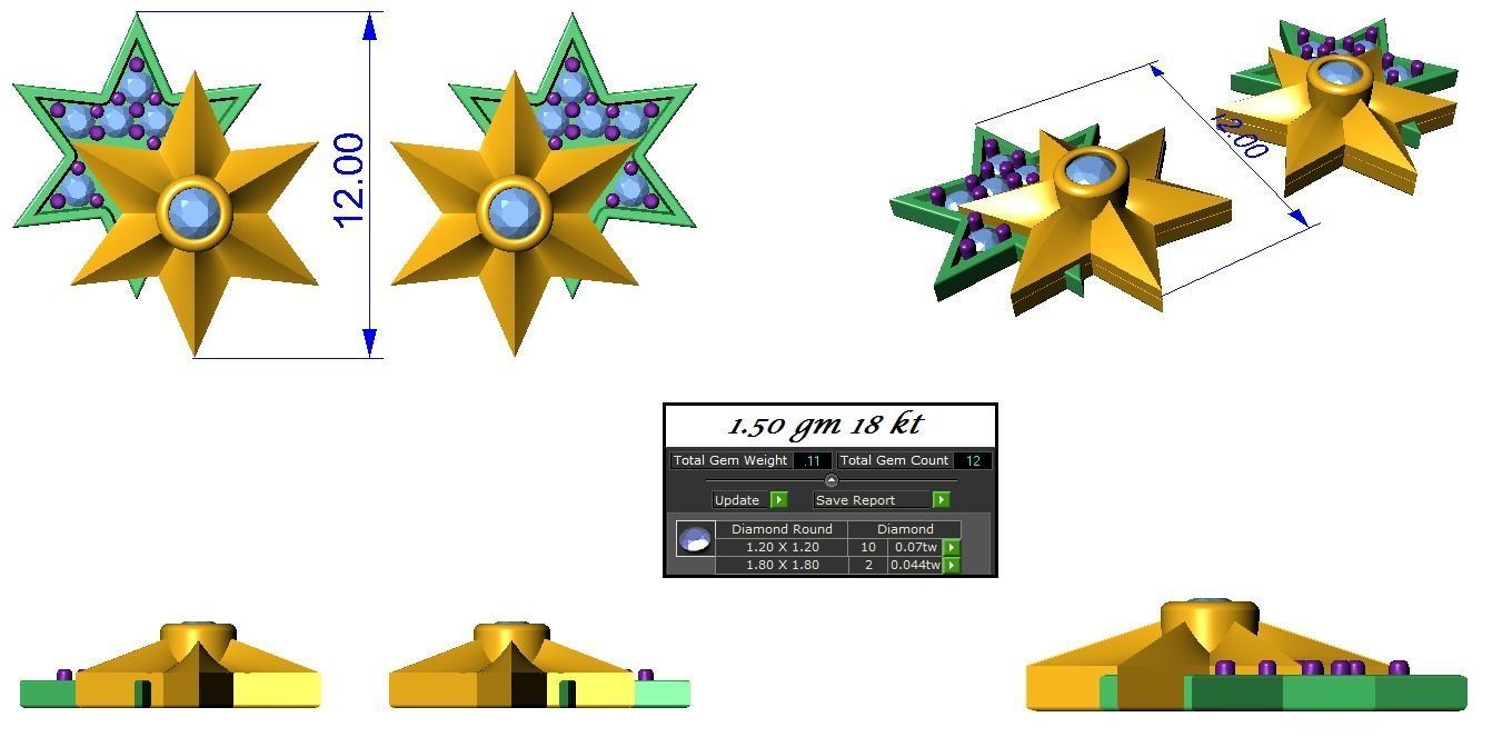 Minimalist Italian Light wt women earrings 3dm stl 1- render 3D print model_1