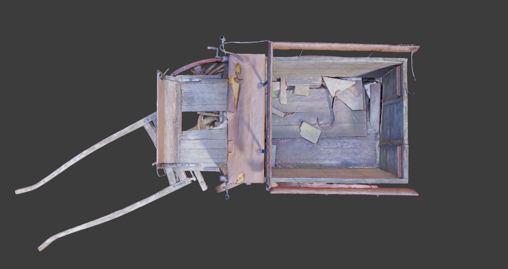 PBR Medieval carriage coach Photoscan 3D model_12