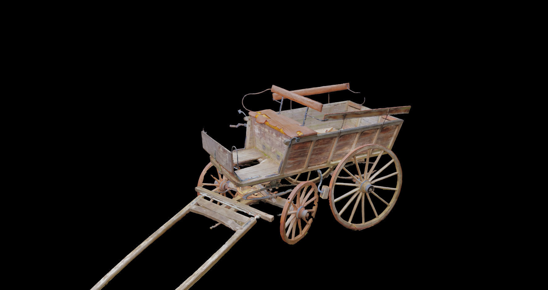 PBR Medieval carriage coach Photoscan 3D model_5